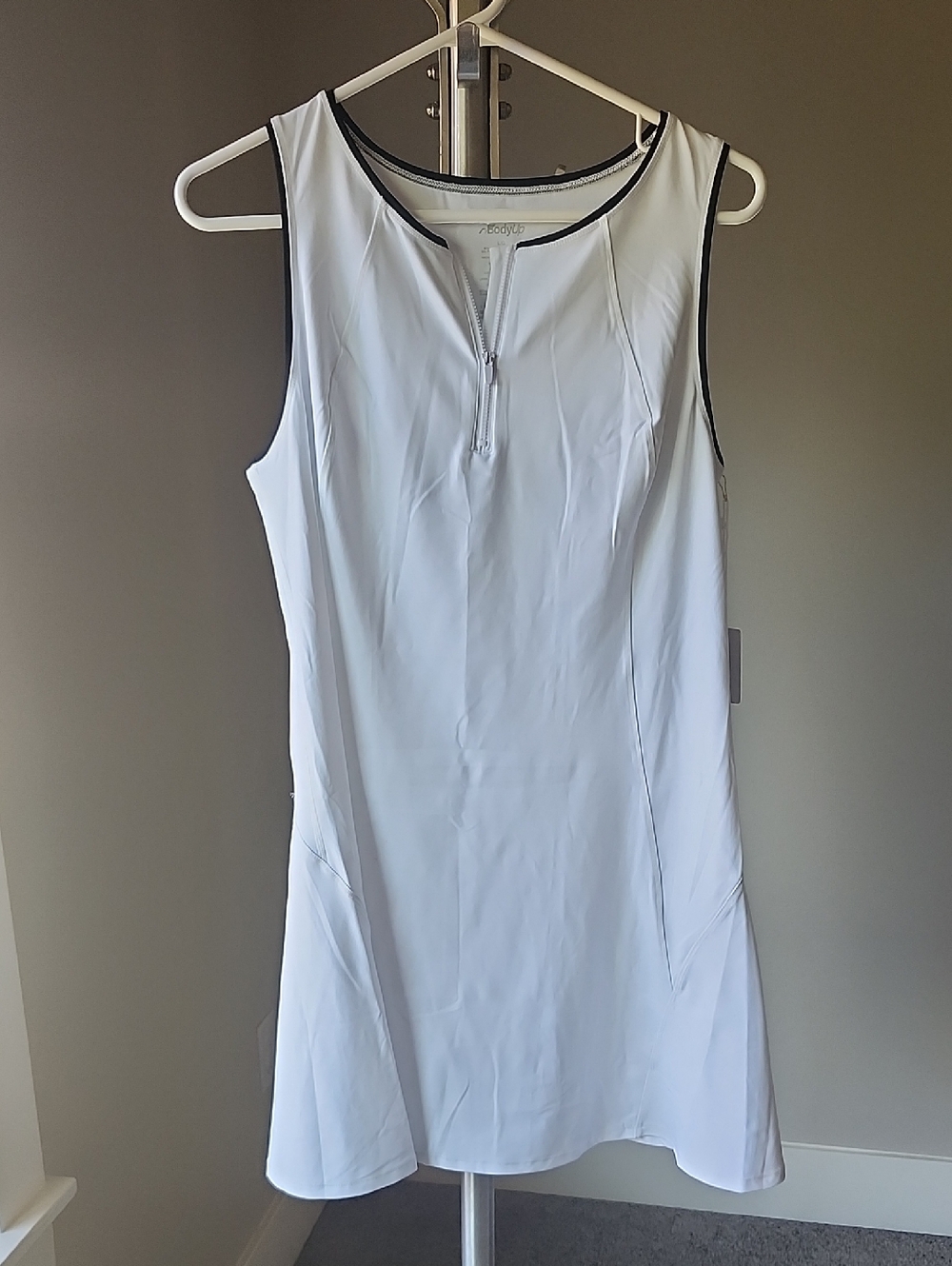 White Sleeveless Mini Dress with Front Zip